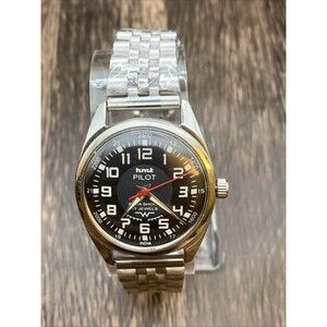 Hmt Pilot Black Dial Vintage Parashok 17 Jewels Wrist Watch For Men Working